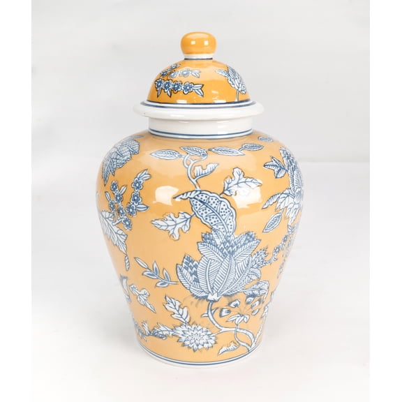 AA Importing AAI Yellow and Blue Floral Ginger Jar