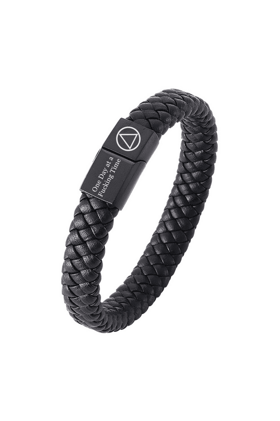 AA NA Sobriety Jewelry Gifts for Men Women,Inspirational Magnet Leather Recovery Bracelets,Personalized Narcotics Alchohol Addiction Recovering Gifts for Friends Family,Customized