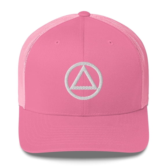 AA NA lg Circle Triangle White Logo Clean Sober 12-step Recovery Support Gift Mesh Retro Hat (Pink)