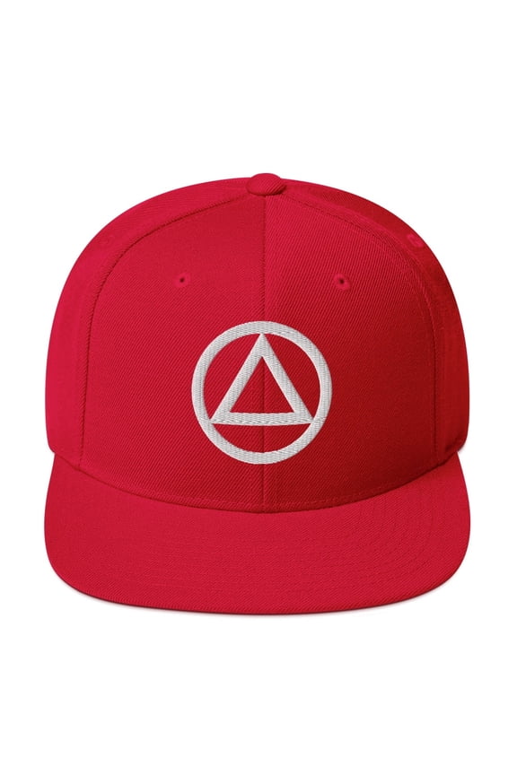 AA NA lg Circle Triangle White Logo Clean Sober 12-step Recovery Support Gift Modern Snapback Hat (Red)