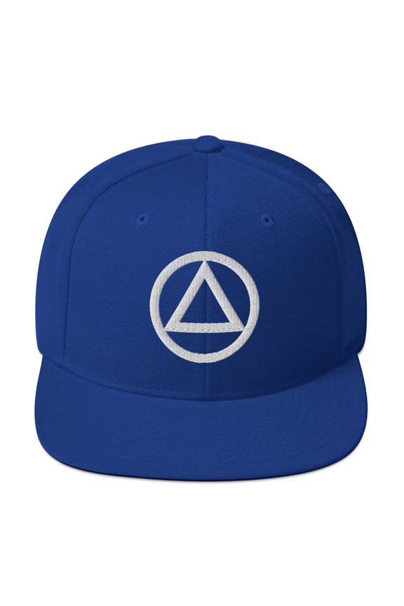 AA NA lg Circle Triangle White Logo Clean Sober 12-step Recovery Support Gift Modern Snapback Hat (Royal Blue)