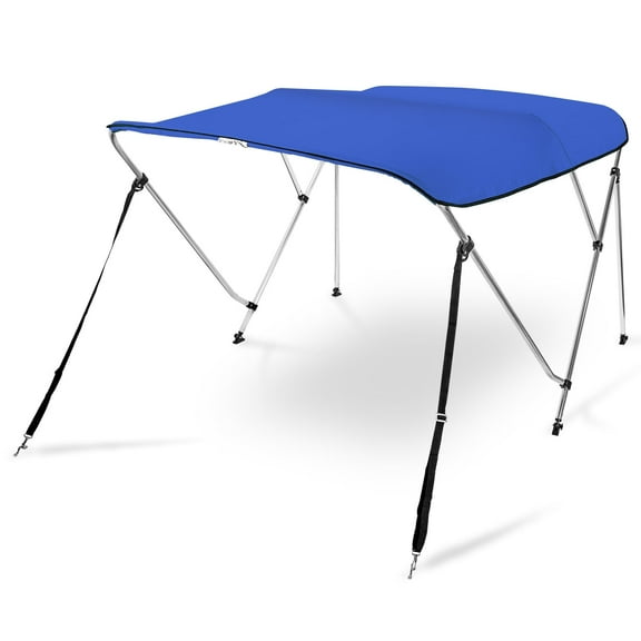 AA Products 3 Bow Bimini Top Cover Sun Shade Boat Canopy Waterproof Includes Storage Boot with Aluminum Frame, 46" Height with Rear Support Poles, 6'L x 46" H x 73"-78" W, Army Blue