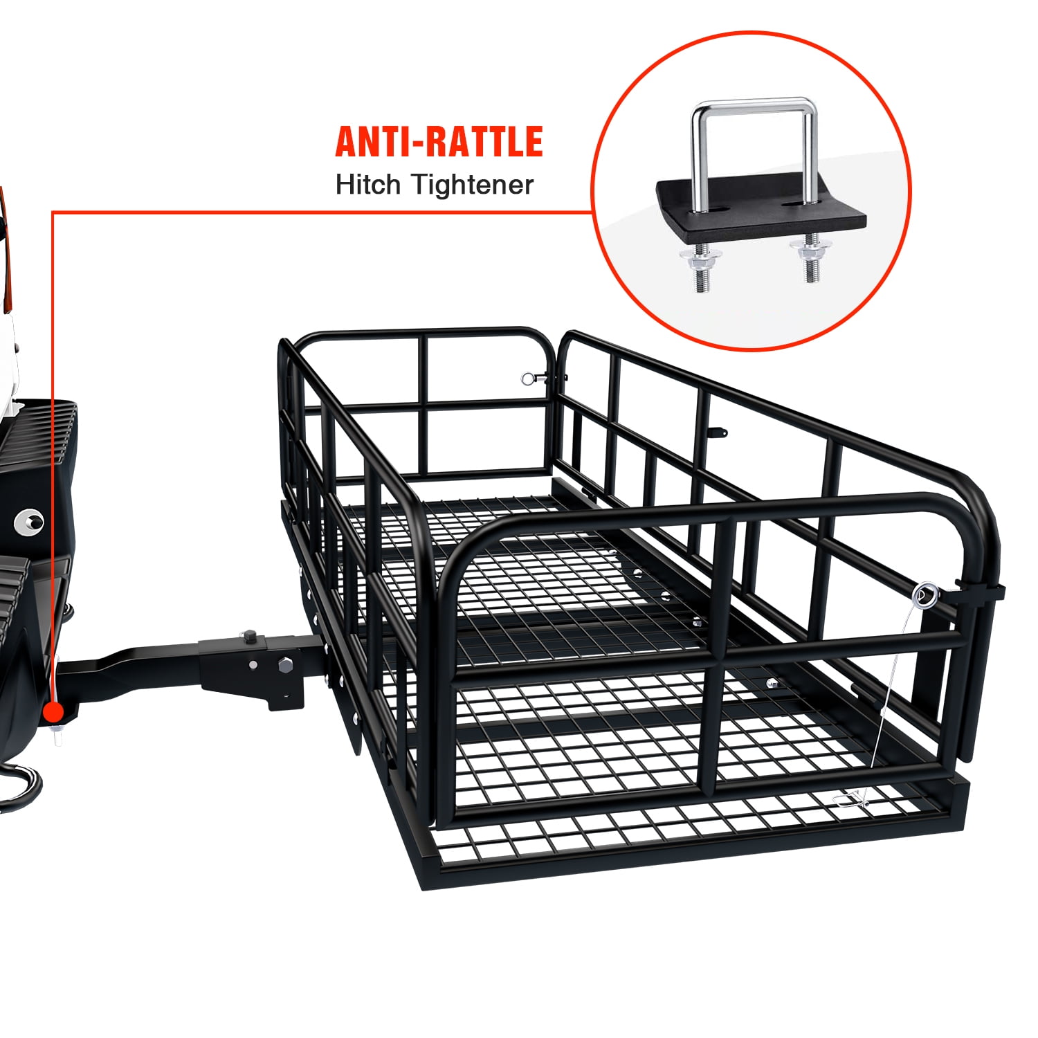AA Products Foldable Hitch Mount Basket Steel Cargo Carrier for SUV