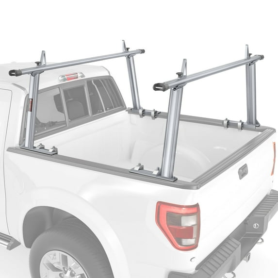 AA-Racks Model APX25 Extendable Aluminum Pick-Up Truck Ladder Rack Silver(No drilling required)