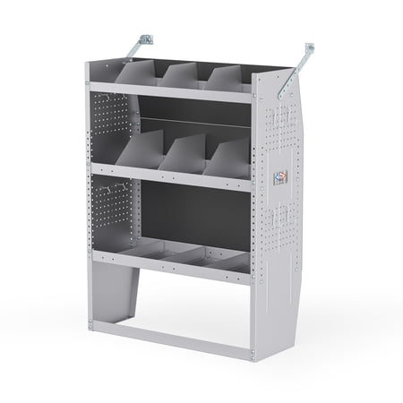 AA Products SH-4303 Automotive Steel Van Shelving Storage System 32" W x 43" H x 13" D, Grey