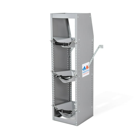 AA Products TR-3-38 Refrigerant Tank Rack Steel Freon Tank Holder Rack Shelving Storage with Top Shelf for Cargo Van, 38" H x 12.2" W x 13" D