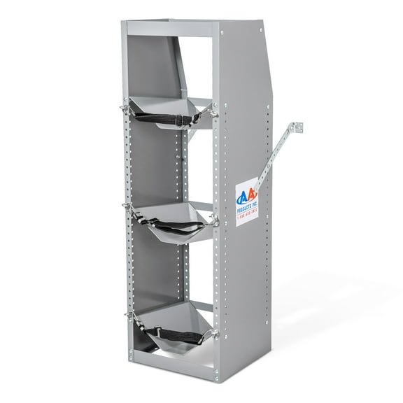 AA Products TR-3-43 Refrigerant Tank Rack Steel Freon Tank Holder Rack Shelving Storage with Top Shelf for Cargo Van, 43" H x 14.7" W x 13" D