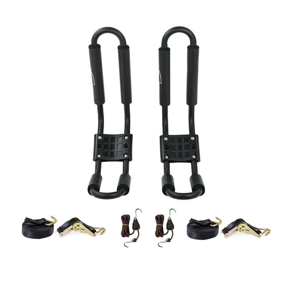 AA Racks - Kayak J-Rack Set w/ Heavy Duty Extended Bolts + Heavy duty 1 Ton Ratcheting Strap