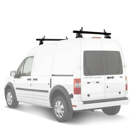 AA-Racks Model ADX32-TR Aluminum 2 Bar (60") Utility Drilling Van Roof Rack System with Ladder Stopper Sandy Black, Fits: Transit Connect 2008-13 (ADX32-60(2)-BLK-TR)