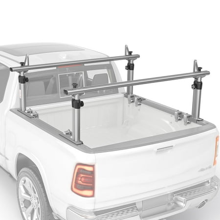 AA-Racks Model APX2501 79" Full-Size Pickup Truck Ladder Racks Low-Profile Height-Adjustable Utility Aluminum Truck Bed Rack with Load Stops-Silver