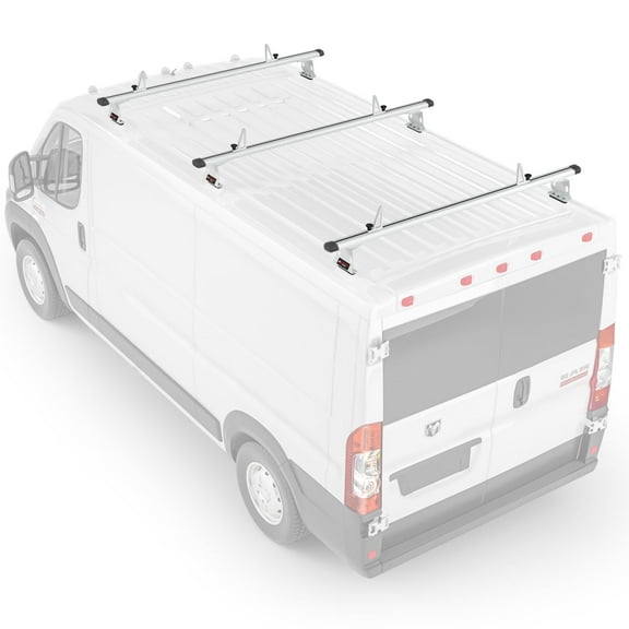 AA Racks Model AX302 Aluminum Van Ladder Roof Rack System Fits for 2013-On RAM ProMaster/ 2015-On Transit - 3 Bar 72'
