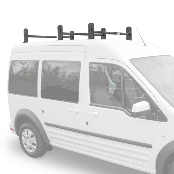 AA-Racks Model DX36 Ford Transit Connect 2008-13 Utility Three Bar Drilling Van Roof Ladder Rack Sandy Black (DX36-T-BLK-TR)