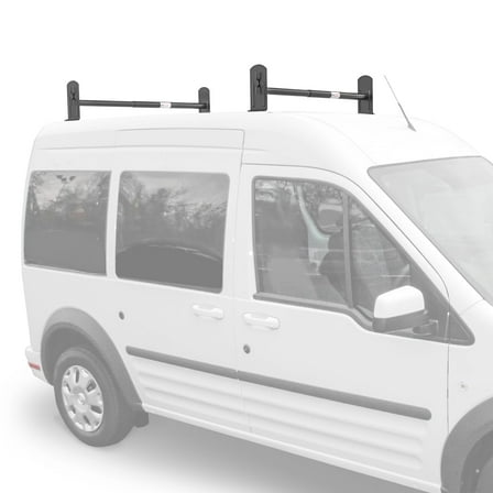 AA-Racks Model DX36 Ford Transit Connect 2008-13 Utility Two Bar Drilling Van Roof Ladder Rack Sandy Black (DX36-BLK-TR)