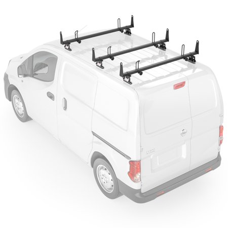 AA-Racks Model X202 Steel Van Roof Rack Cross Bars Fits 2013-On NV200/ 2014-On Transit Connect/ 2013-2017 City Express, 3 Bar 60'' - Black