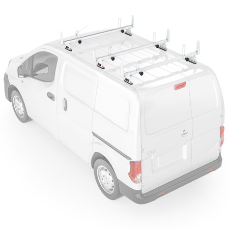 AA-Racks Model X202 Steel Van Roof Rack Cross Bars Fits 2013-On NV200/ 2014-On Transit Connect/ 2013-2017City Express, 3 Bar 60'' - White