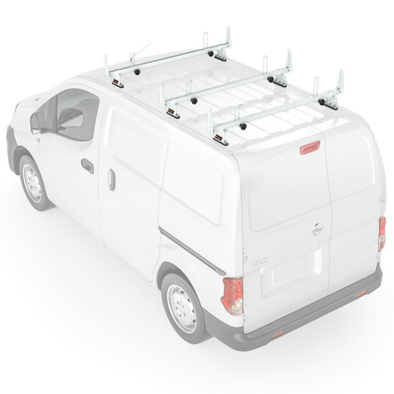 AA-Racks Model X202 Steel Van Roof Rack Cross Bars Fits 2013-On NV200/ 2014-On Transit Connect/ 2013-2017City Express, 3 Bar 60'' - White