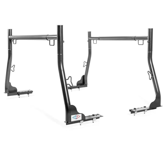 AA-Racks Model X31-J Truck Ladder Rack 800Ibs Capacity With 8 Non-Drilling Z-Clamps Extendable Steel Ladder Rack - Black