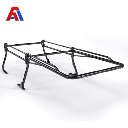AA-Racks Model X31 Truck Bed Ladder Racks for Pickups with 55'' Side Bar Over Cab Ext. Lumber Utility Pipe Racks - Matte Black