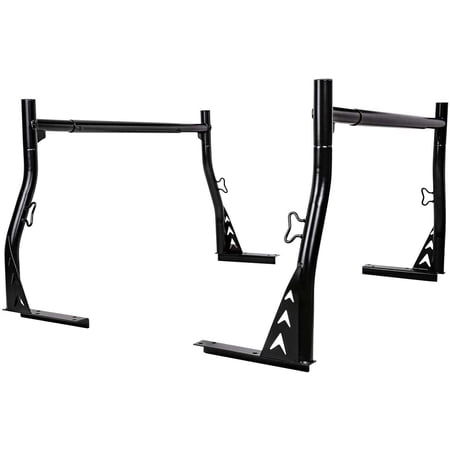 AA-Racks Model X33 800Ibs Low-Profile Steel Utility Pick-Up Truck Ladder Rack Two-bar Set - Matte Black