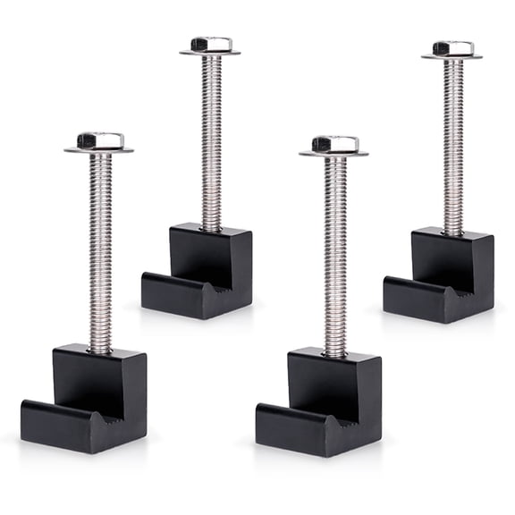 AA-Racks P-AC-07 Pickup Truck Tool Box Tie Downs Aluminum J Hook Crossover 4 Pack, Black