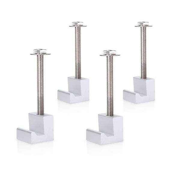 AA-Racks P-AC-07 Pickup Truck Tool Box Tie Downs Aluminum J Hook Crossover 4 Pack, Silver(P-AC(4)-07-SLV)