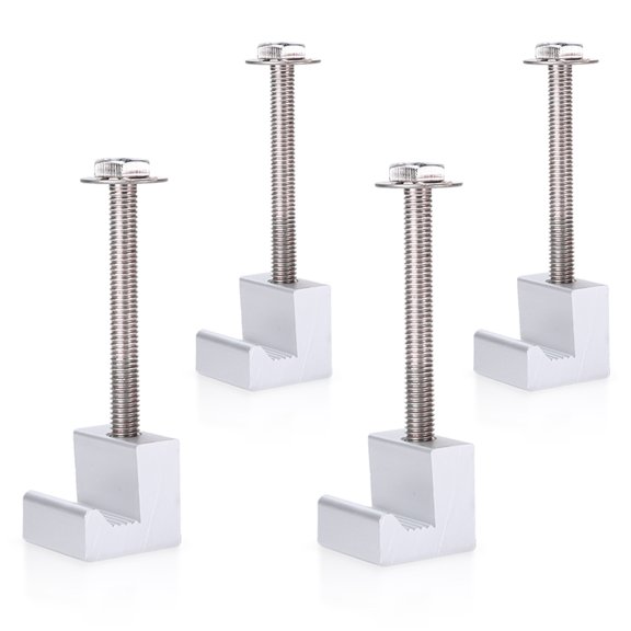 AA-Racks P-AC-07 Pickup Truck Tool Box Tie Downs Aluminum J Hook Crossover 4 Pack, Silver