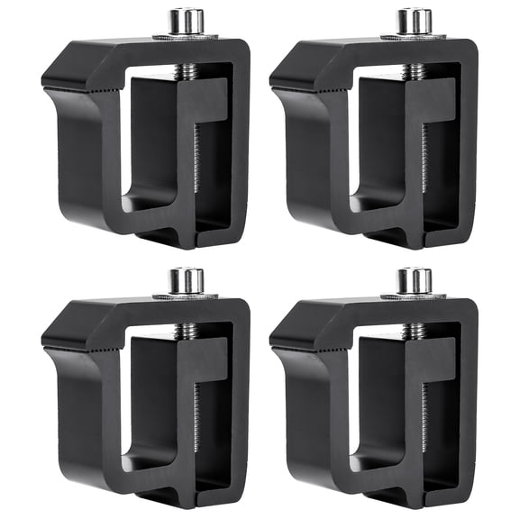 P-AC(4)-09 Set of 4 Aluminum C-clamps For Non-Drilling Truck Rack & Camper Shell Installation-Black