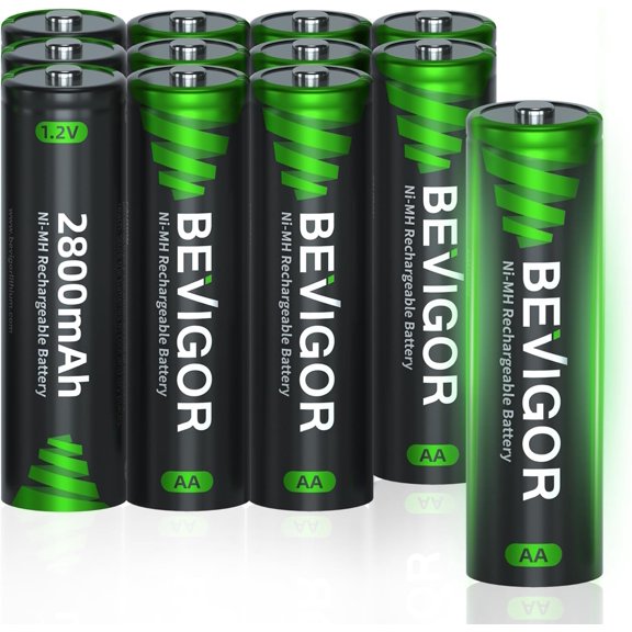 AA Rechargeable Batteries 1500 Cycle, 2800 mAh High Capacity 1.2V NiMH Low Self Discharge AA Battery, 12 Count