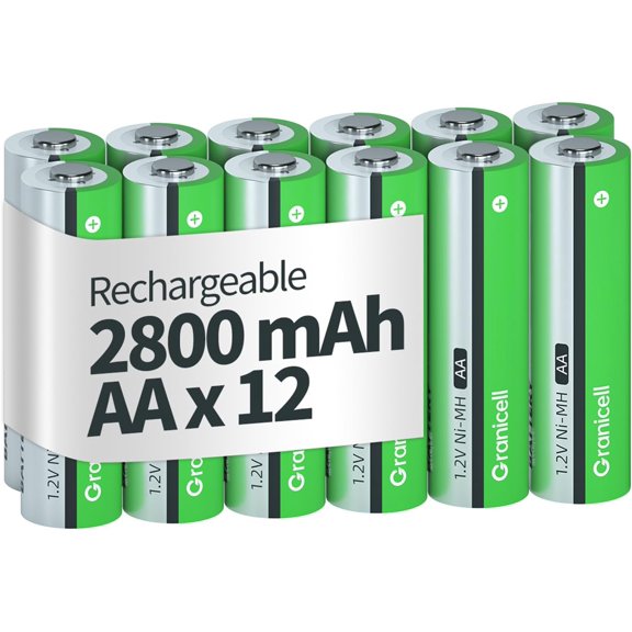 AA Rechargeable Batteries 2800 mAh High Capacity 1300 Cycle,1.2V NiMH Low Self Discharge AA Battery,12 Pack