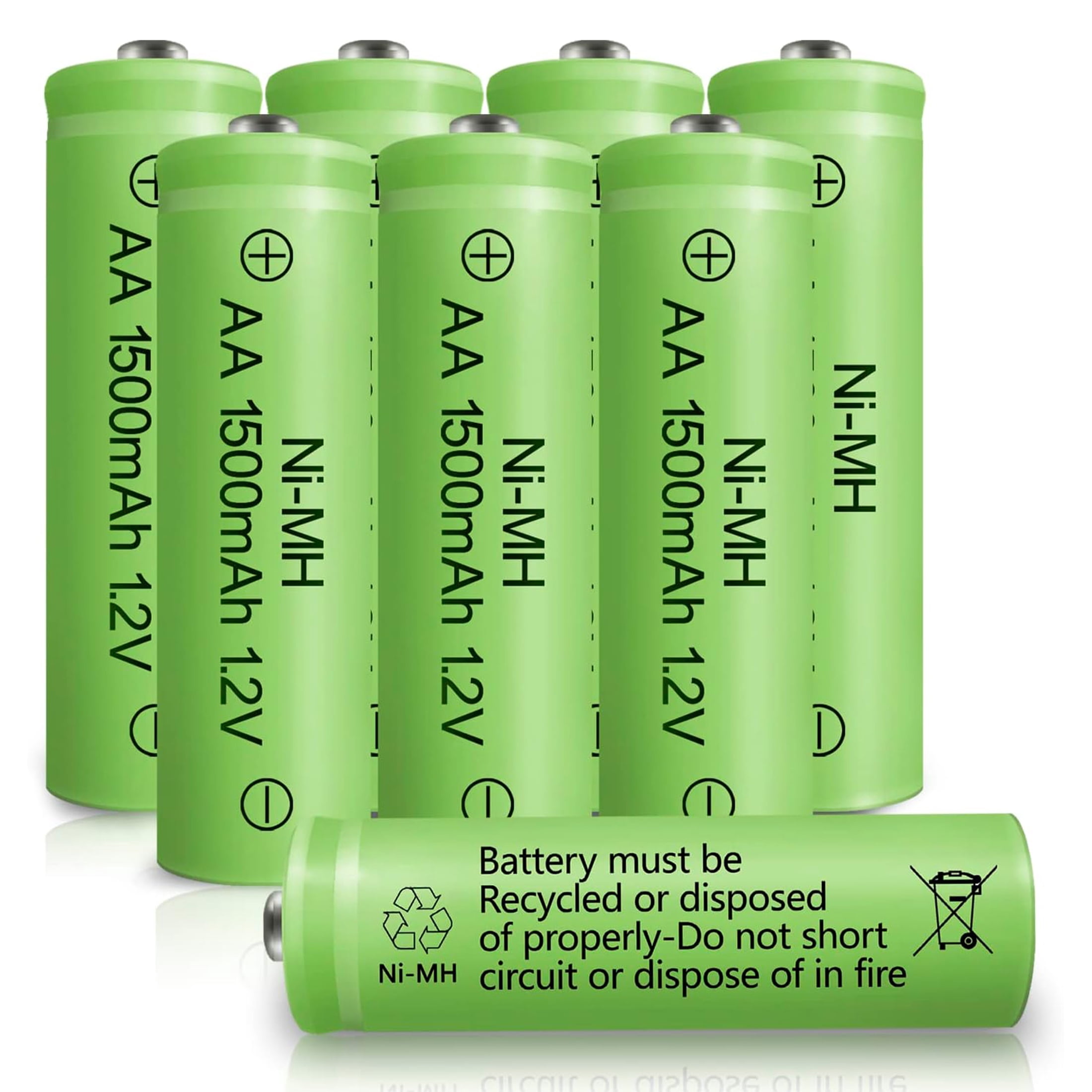 Double String Battery AA Rechargeable Batteries NIMH 1.2V Double A 1500mAh High Capacity ...