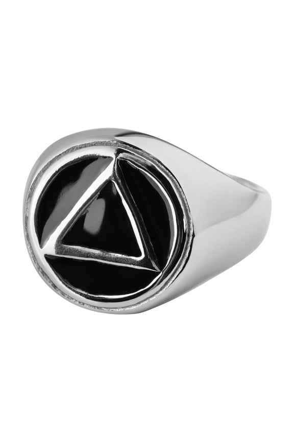 AA Recovery Ring - Sobriety Anniversary Gift with Symbol size 12
