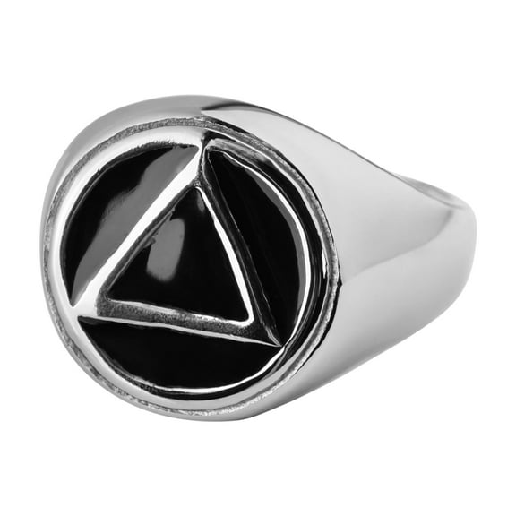 AA Recovery Ring - Sobriety Anniversary Gift with Symbol size 9