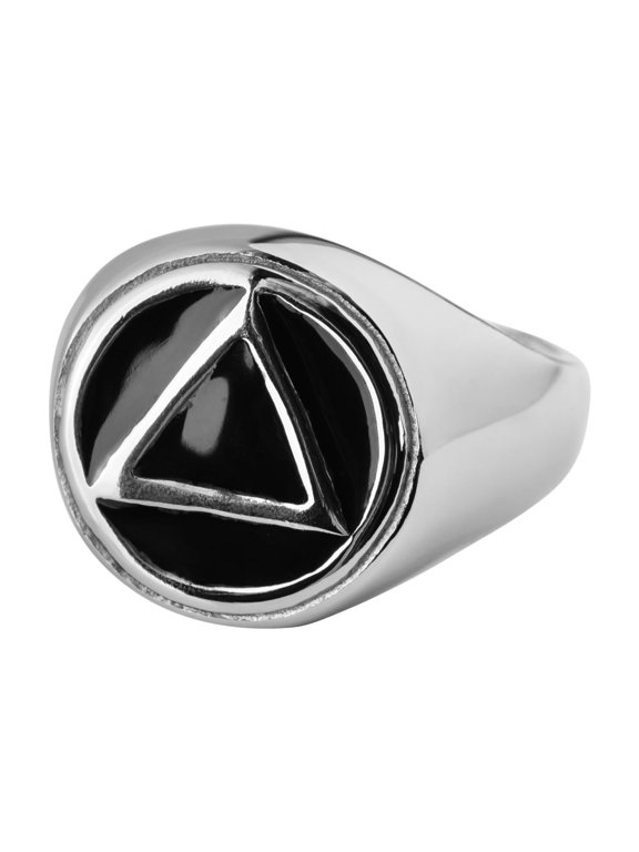 AA Recovery Ring - Sobriety Anniversary Gift with Symbol size 9