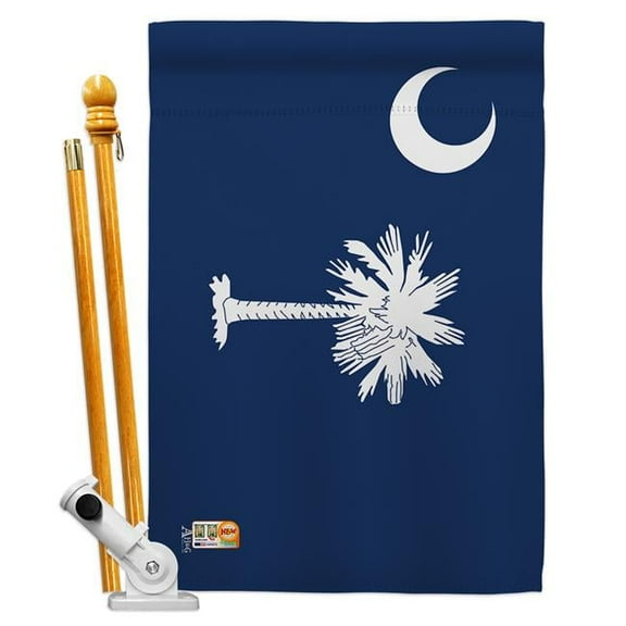 AA-SS-HS-140541-IP-BO-D-US18-AG 28 x 40 in. South Carolina States Impressions Decorative Vertical Double Sided House Flag Set & Pole Bracket Hardware Flag Set