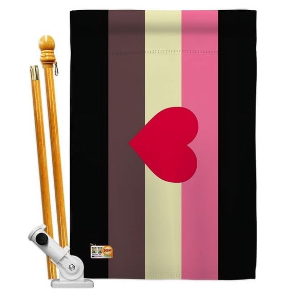 AA-ST-HS-148006-IP-BO-D-US18-AG 28 x 40 in. Fat Pride Inspirational Support Impressions Decorative Vertical Double Sided House Flag Set & Pole Bracket Hardware Flag Set