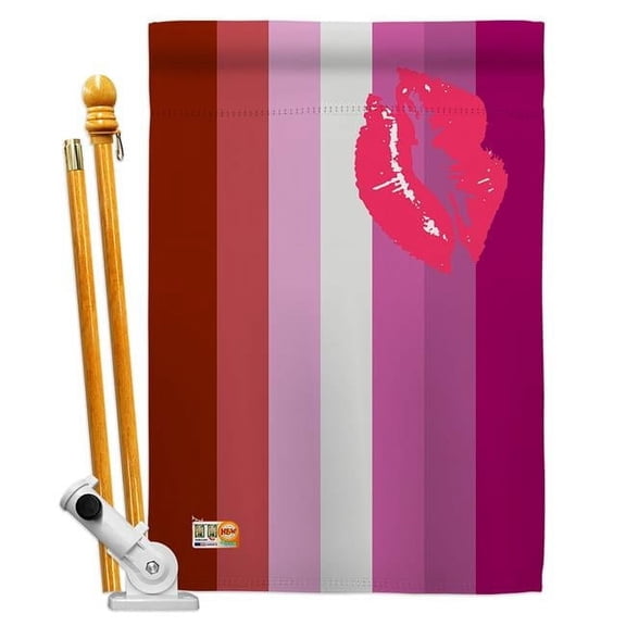 AA-ST-HS-148014-IP-BO-D-US18-AG 28 x 40 in. Lipstick lesbian Inspirational Support Impressions Decorative Vertical Double Sided House Flag Set & Pole Bracket Hardware Flag Set