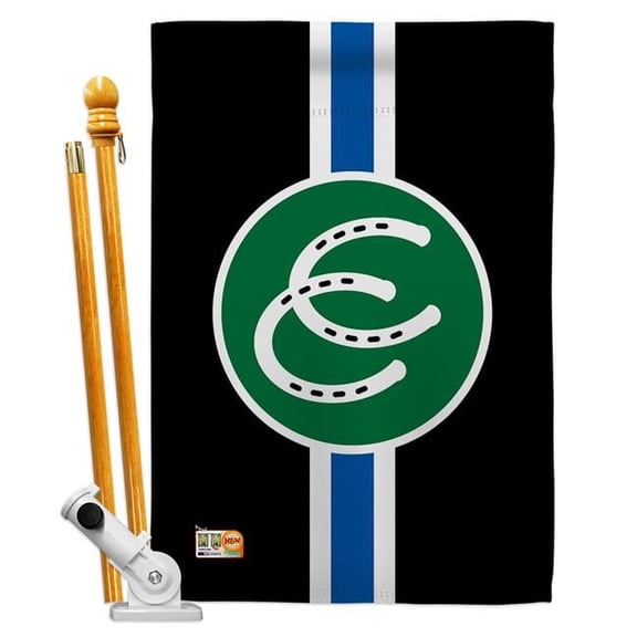 AA-ST-HS-148021-IP-BO-D-US18-AG 28 x 40 in. Pony Pride Inspirational Support Impressions Decorative Vertical Double Sided House Flag Set & Pole Bracket Hardware Flag Set