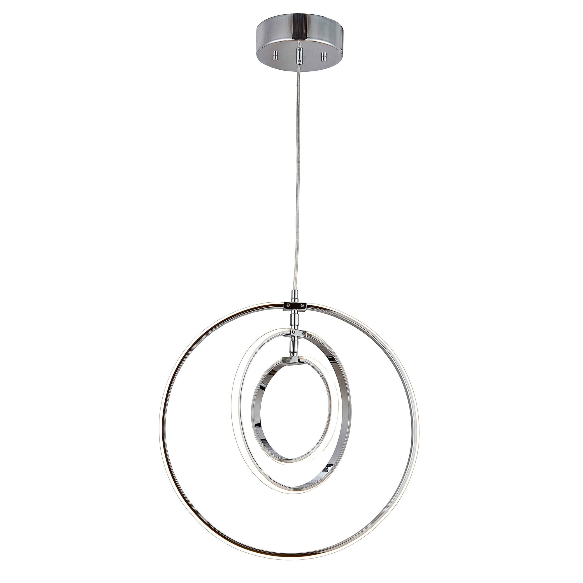 Modern Chrome LED Circular Pendant Light for Indoor/Outdoor Use