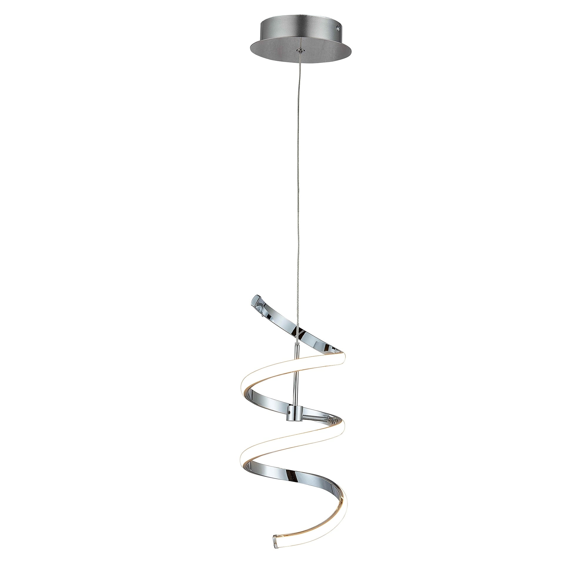 Chrome Spiral LED Pendant Light with Crystal Accents