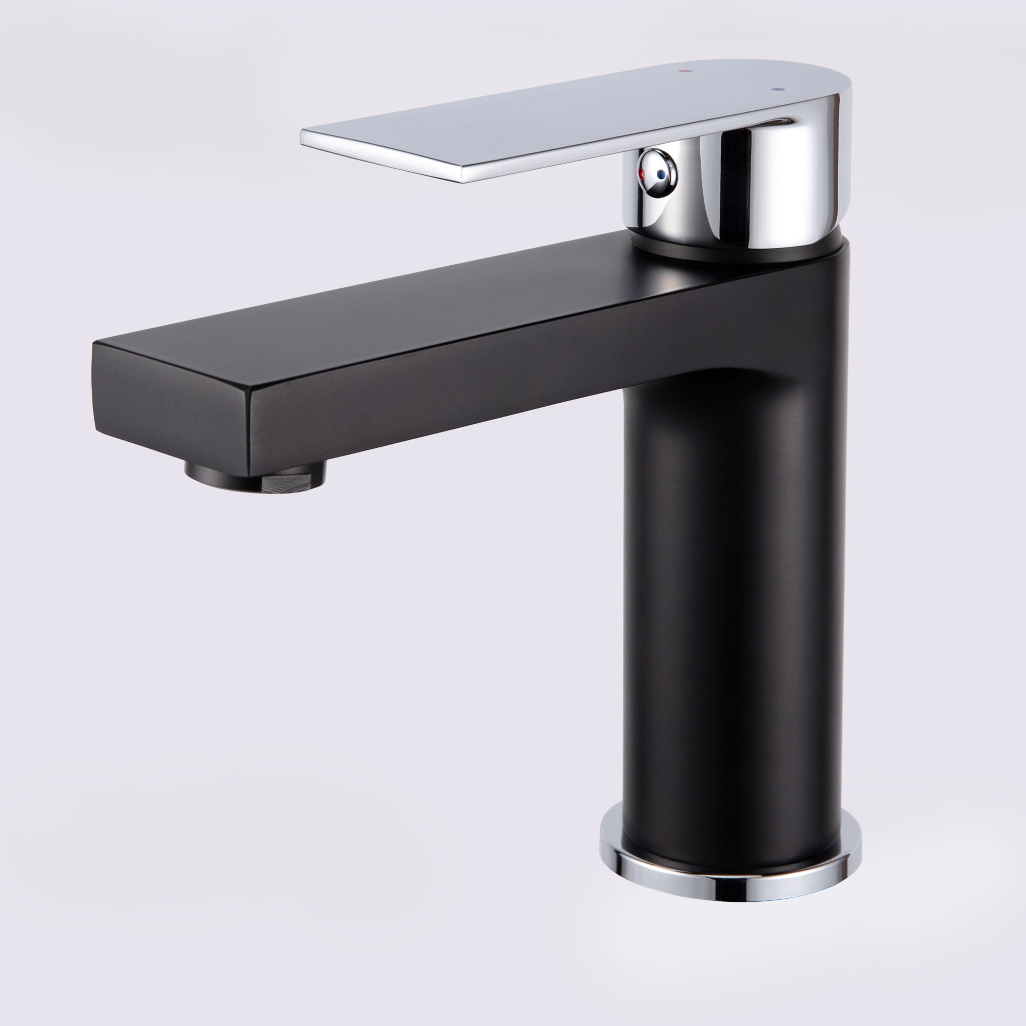 Black and Chrome Single Handle Bathroom Faucet