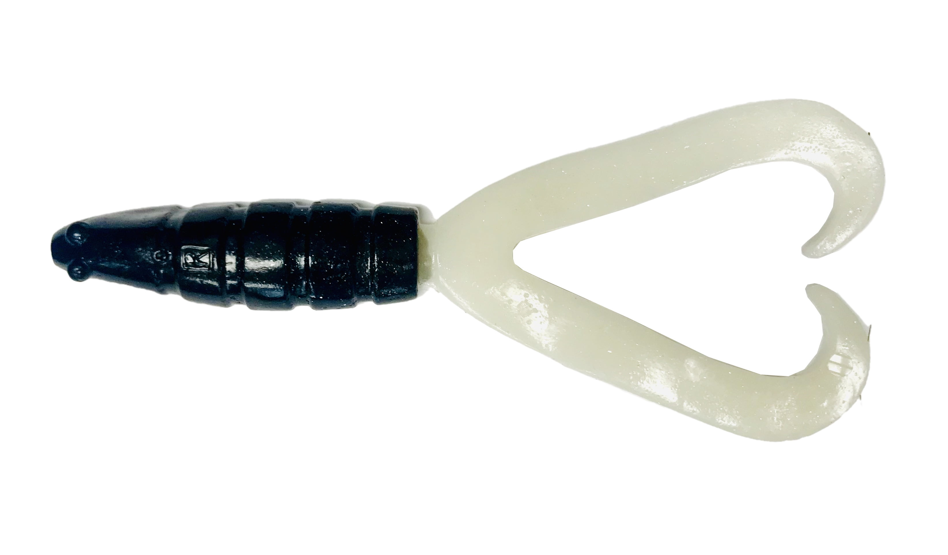 AA's Worms 8 In. Rockfish Inside Twin Tail Black/White, Soft Baits