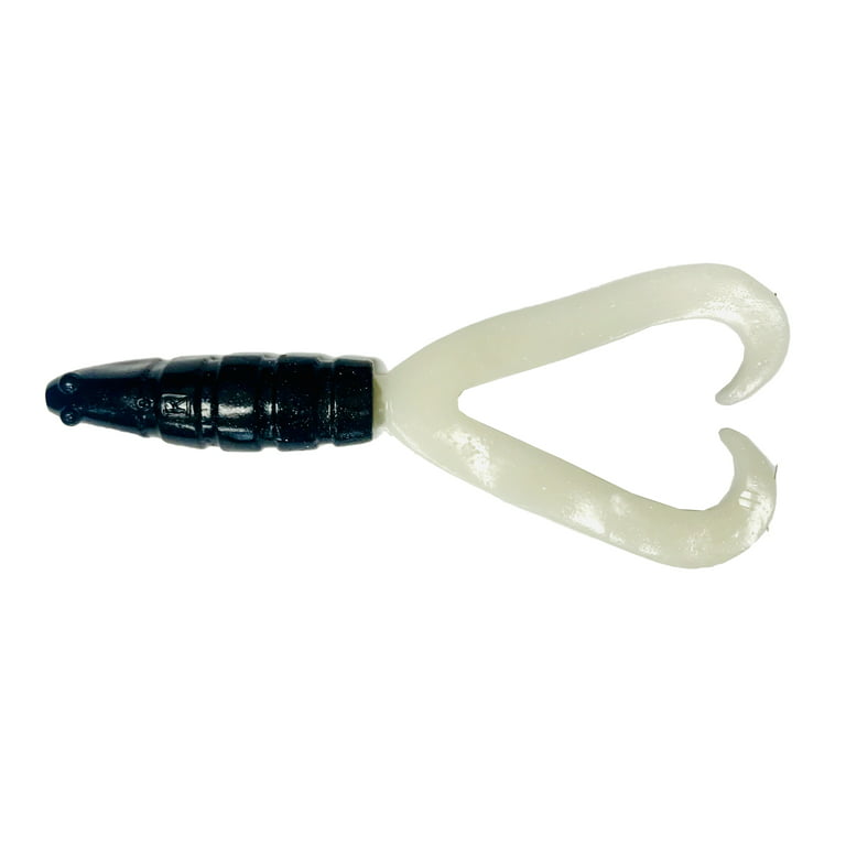 AA's Worms 8 In. Rockfish Inside Twin Tail Black/White, Soft Baits
