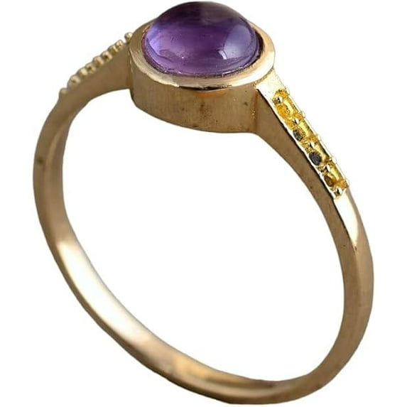 AAA Amethyst Gemstone Ring, Natural Amethyst Tiny Ring, February Birthstone, Womens Ring, Wedding Ring, Gift For Her, Christmas Ring, Anniversary Ring, 925 Sterling Silver, Minimal Stacking Ring