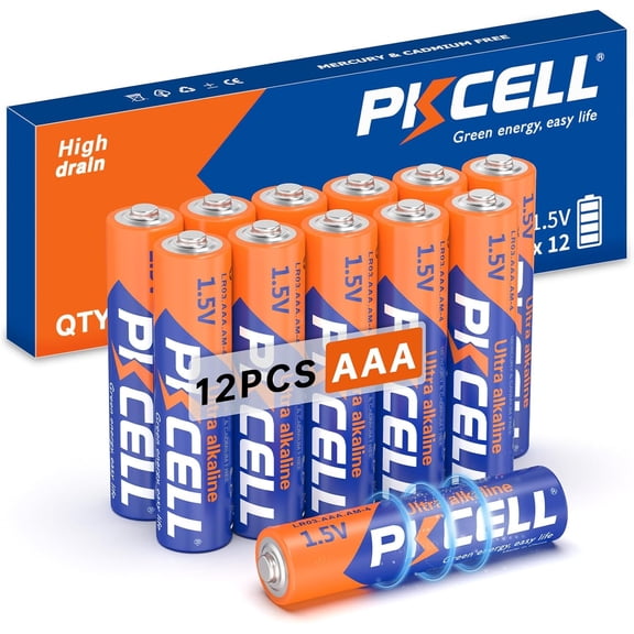 AAA Batteries 12 Pack, Triple A Batteries, 1.5V High-Performance Alkaline Battery for Flashlights Keyboards Clocks Toys Remote Controls, 10-Year Shelf Life
