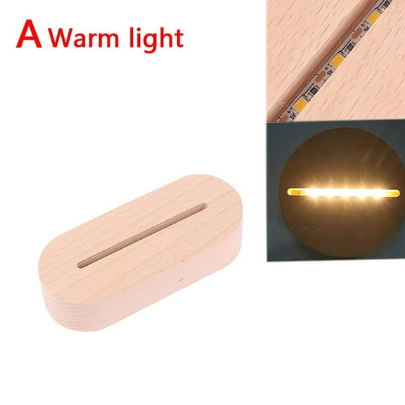 AAA Battery Powered Wood Base Led Light Display Stand For Acrylic Night Lamp Art DIY Wood Light Display Base Stand