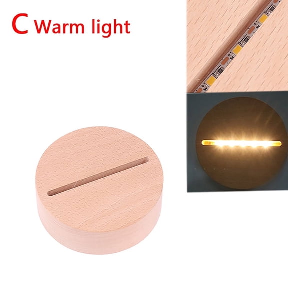 AAA Battery Powered Wood Base Led Light Display Stand For Acrylic Night Lamp Art DIY Wood Light Display Base Stand