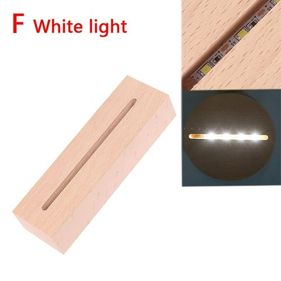 AAA Battery Powered Wood Base Led Light Display Stand For Acrylic Night Lamp Art DIY Wood Light Display Base Stand