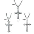 thumbnail image 1 of AAA CZ Necklace for Women Cross Pendant Stainless Steel Necklace for Men, 1 of 6