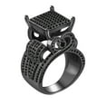 thumbnail image 1 of AAA Cubic Zirconia Iced Out Bling Hip Hop Square Ring, Black Plated Wide Band Party Prom Rings for Her (Rose God Size 8), 1 of 7