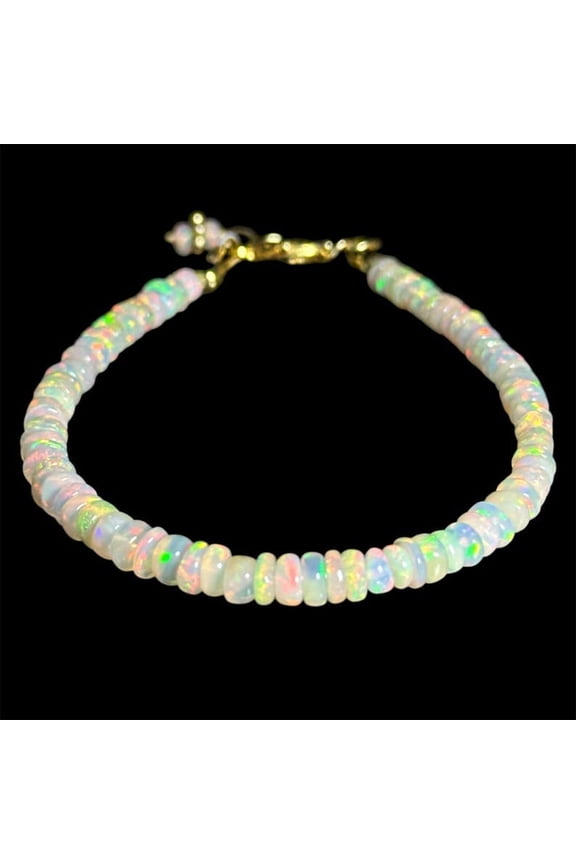 AAA Ethiopian Opal Beaded Bracelet: Dainty Fire Opal Jewelry